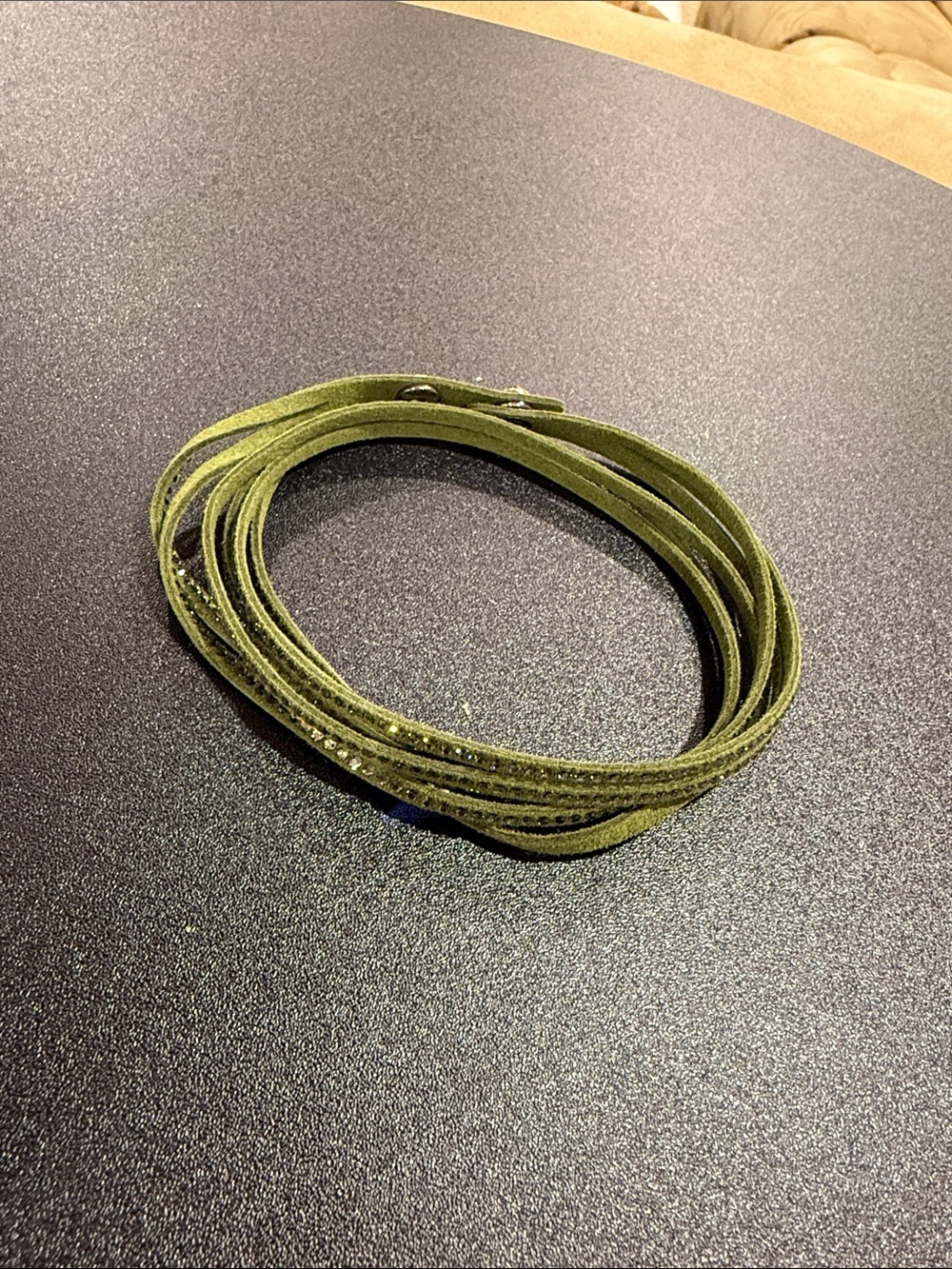 Swarovski Olive Green Multi-Strand Suede Wrap Bracelet/Necklace